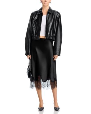 Lace Trim Satin Midi Slip - Exclusive 