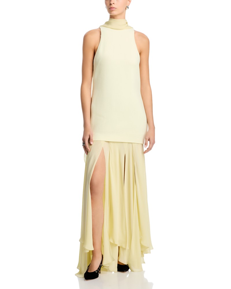 Brandon Maxwell Leonie Dress in Lemon Ice
