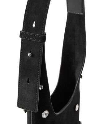 Crystal Embellished Leather Shoulder Bag