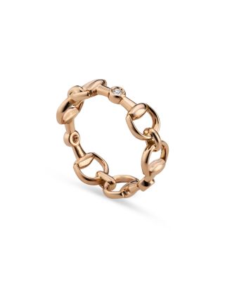 18K Rose Gold Horsebit Diamond Accent Openwork Ring