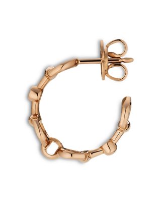 18K Rose Gold Horsebit Diamond Accent Mini Hoop Earrings
