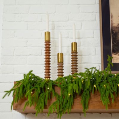 Pre-Lit Artificial Real Touch Norfolk Island Pine 9' Garland with Warm White LED Lights and Natural Look