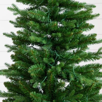 Pre-Lit Artificial 4.5&#39; Christmas Tree in Decorative Planter with Clear LED Lights