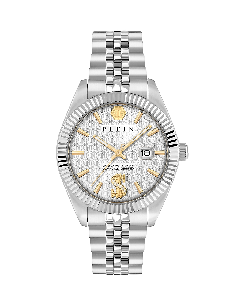 Philipp Plein Date Superlative Crystal Watch In Silver