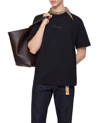 Ryan Check Cursive Logo Cotton T-Shirt