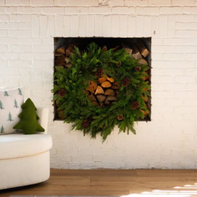 Artificial Norfolk Mixed Pine 30" Wreath with Pinecones