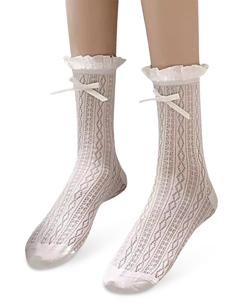 High Heel Jungle The Coquette Sheer Ribbon Socks - Set Of Two In White