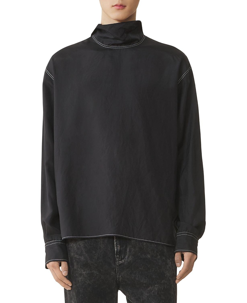 Lanvin Silk High Neck Top In Black