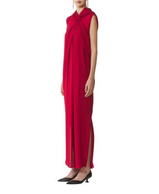  Long Knotted Satin Dress