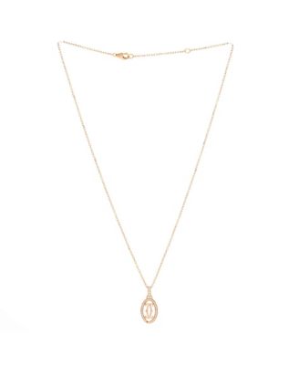  Double C de Cartier Pendant Necklace 18K Rose Gold and Diamonds, 15 - 16.25"