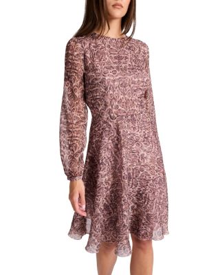 Rovela Long Sleeve Fit and Flare Dress in Paisley Printed Georgette