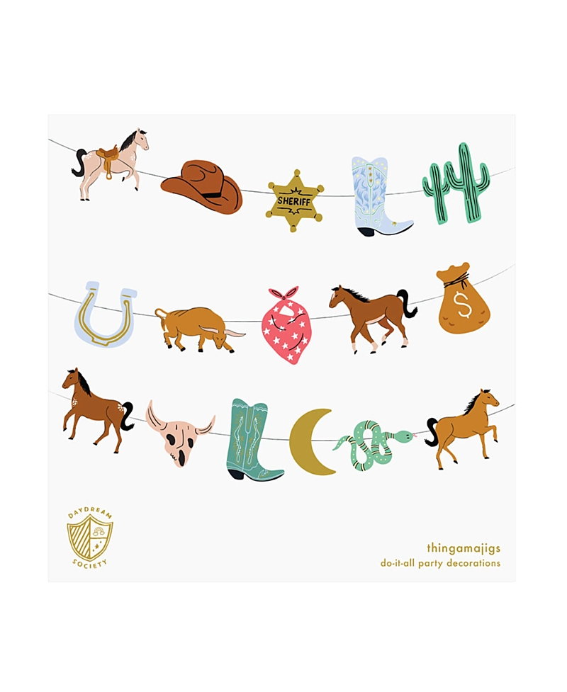 Jollity & Co. Yeehaw Cowboy Birthday Garland, Set of 16 Pieces and Hanging Twine