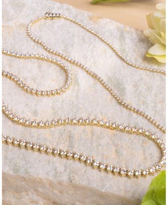  Tennis Necklace, Petite in 14K Gold, 6.40 ctw Round Brilliant Lab Grown Diamonds, 16"