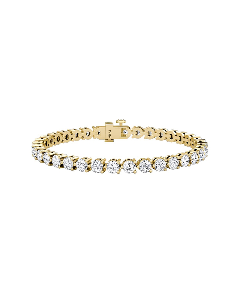Vrai Tennis Bracelet, Large In 14k Gold, 9.25ctw Round Brilliant Lab Created Diamonds, 7" In Gold