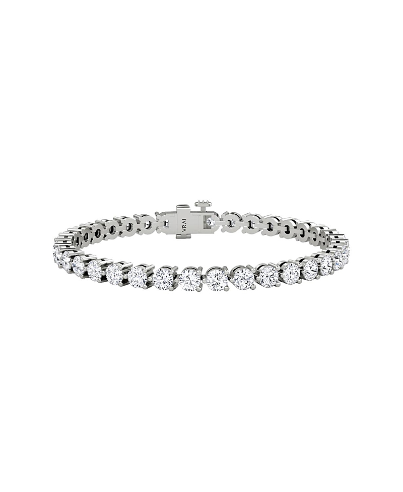 Vrai Tennis Bracelet, Large In 14k Gold, 9.25ctw Round Brilliant Lab Created Diamonds, 7" In Metallic