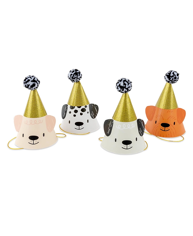 Jollity & Co. Bow Wow Puppy Dog Birthday Party Hats, Set of 8, 2 of Each Style Per Pack