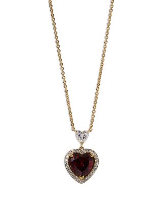 Le Bisou Red Cubic Zirconia Heart Halo Pendant Necklace, 16-18"