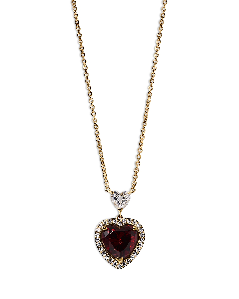 Nadri Le Bisou Red Cubic Zirconia Heart Halo Pendant Necklace, 16-18 In Gold