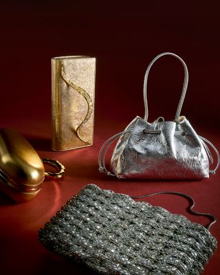 Metallic Suede Drawstring Pouchette