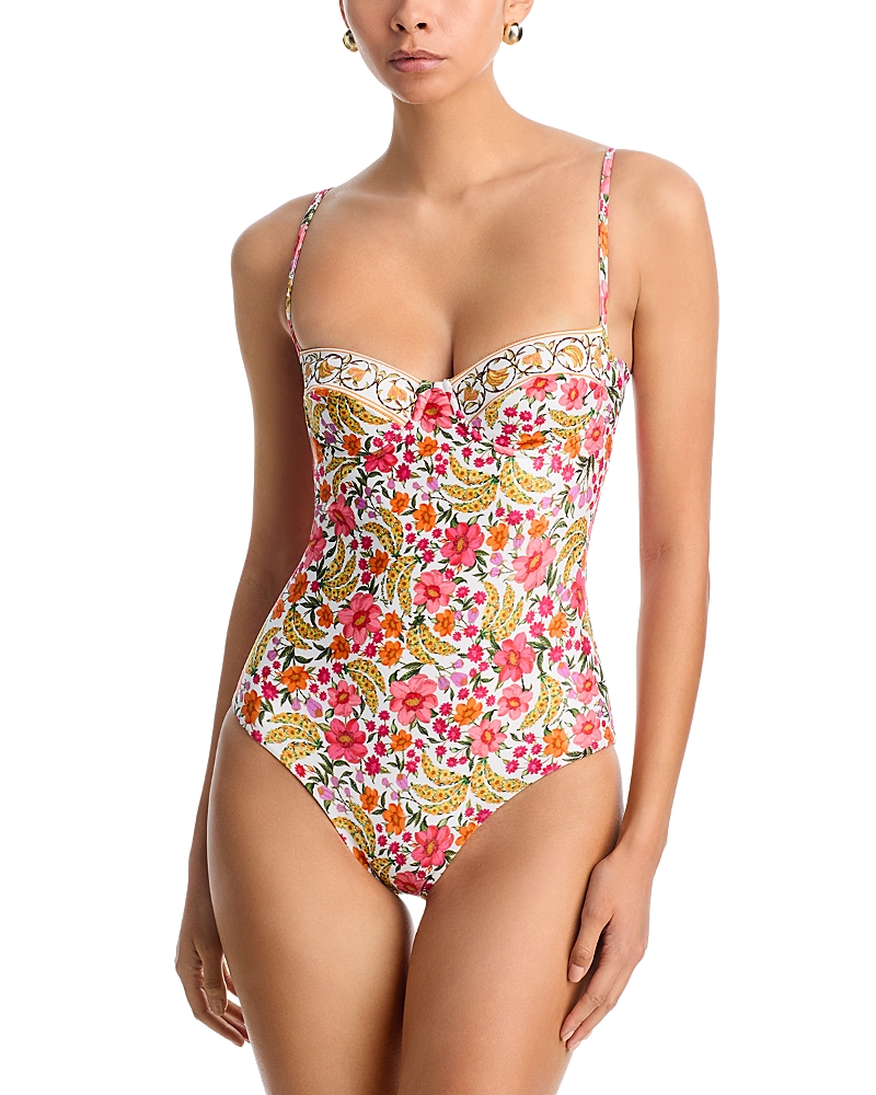 Farm Rio Banana Flowers One Piece Swimsuit In Multi