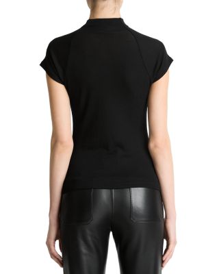 Cap Sleeve Raglan Mock Neck Top