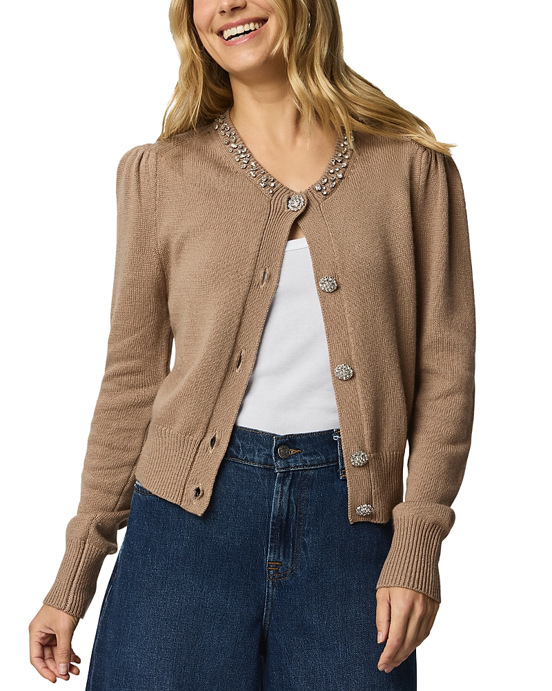 Splendid Montana Crystal Embellished Cardigan In Brown