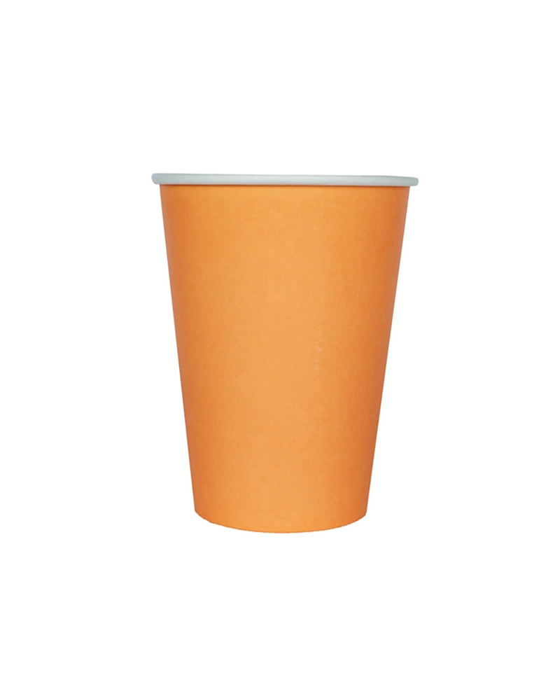 Jollity & Co Solid Shade Colors Paper Party Cups, Set Of 8 In Orange