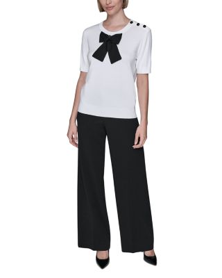 Front Bow Short Sleeve Sweater