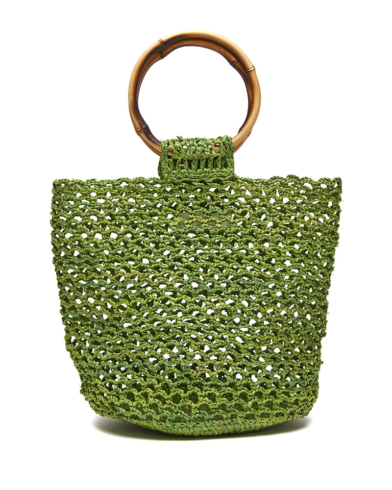 Mar Y Sol Willow Raffia Wristlet In Green