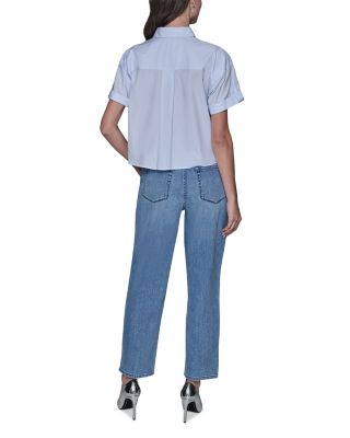 Stripe Floral Poplin Top 