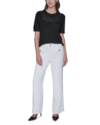 Floral Trimmed Sweater