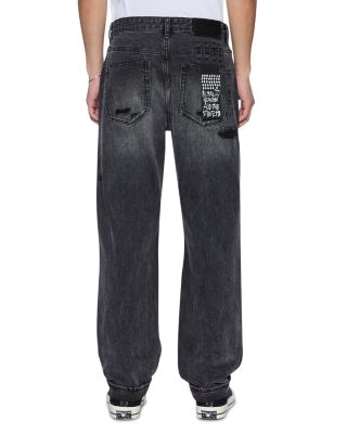 Hazlow Selvedge Replika Straight Fit Jeans in Charcoal