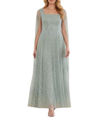 Scatter Dot Cape Sleeve Ankle Gown