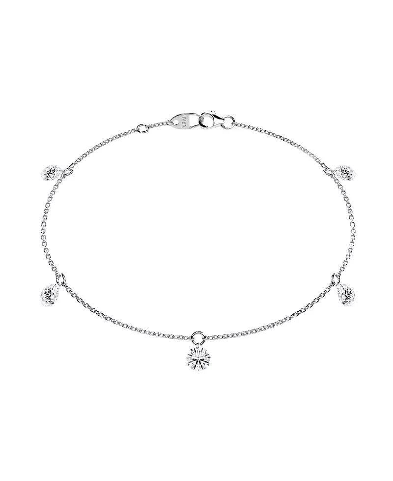 Vrai Floating 5 Station Bracelet in 14K Gold, 1.25ctw Round Brilliant Lab Grown Diamonds, 7