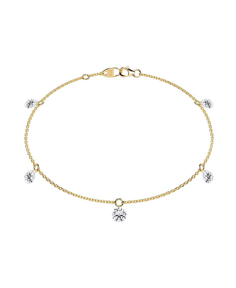 Vrai Floating 5 Station Bracelet in 14K Gold, 1.25ctw Round Brilliant Lab Grown Diamonds, 7