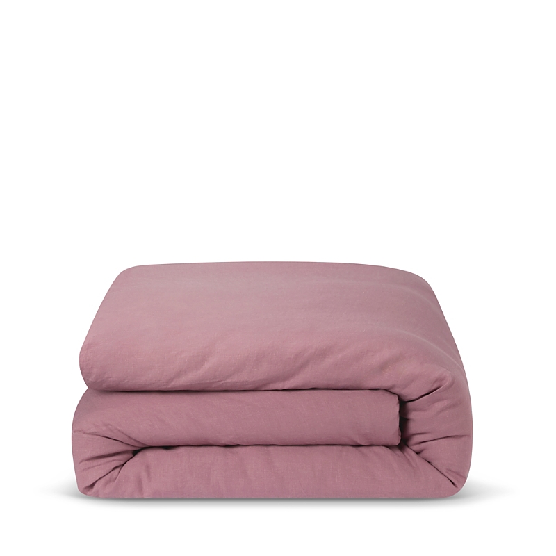 Piglet In Bed Plain Linen Duvet Cover, Queen In Pink