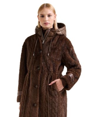  Oriana Faux Fur Jacket with Puffer Hood