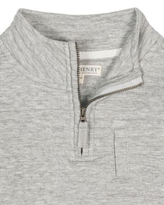  Unisex Long Sleeve Quilted Half Zip Pullover Sweatshirt with Pocket