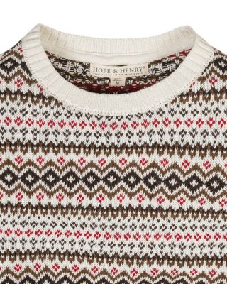 Boys&#39; Organic Long Sleeve Intarsia Crew Neck Pullover Sweater - Little Kid, Big Kid