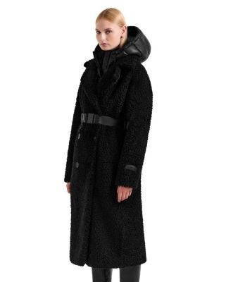 Tina Long Teddy Jacket with Removable Puffer Hood