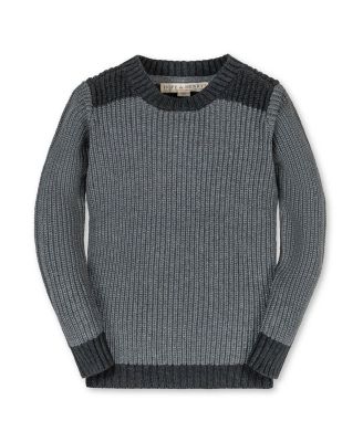 Hope & Henry Boys' Organic Long Sleeve Shoulder Detail Crewneck Pullover Sweater - Little Kid, Big Kid