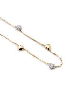  Heart Necklace Lev Mini Pave Station Necklace