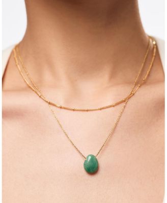  Pebble Mini Aventurine Gold Pendant Necklace