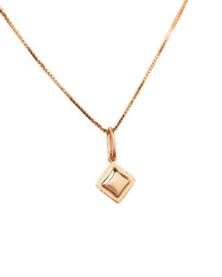  Ravioli Charm Solid Yellow Gold Necklace
