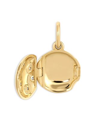9K Yellow Gold Diamond Celestial Locket Hinged Charm Pendant