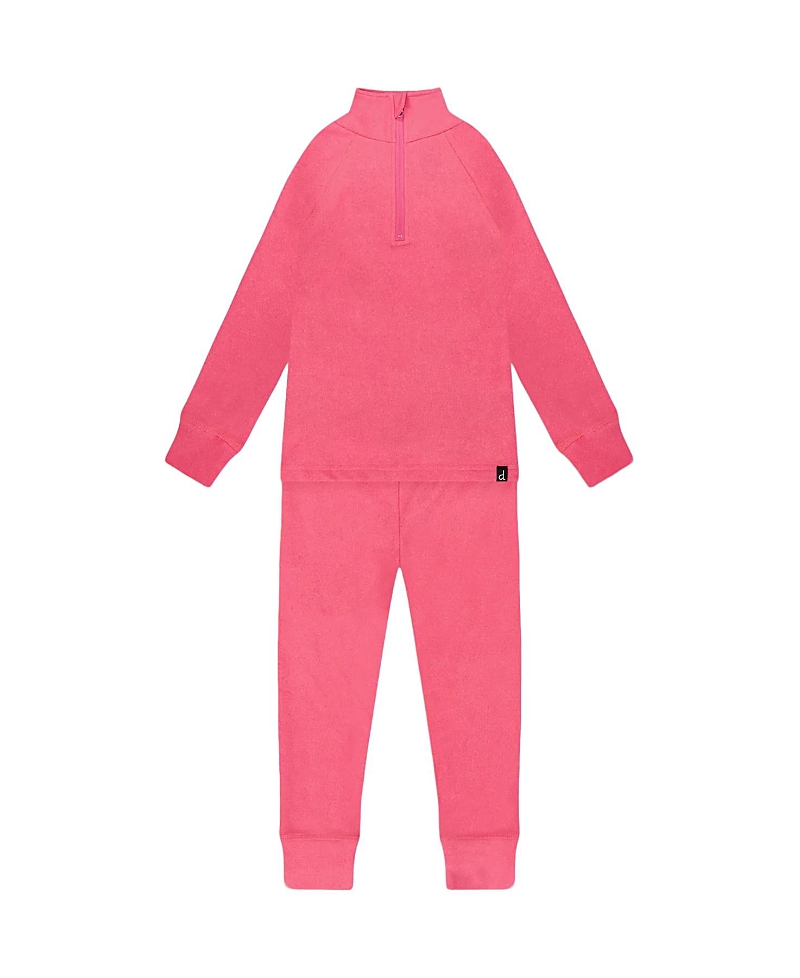 Deux Par Deux Unisex Two-piece Thermal Underwear Set - Little Kid In Pink