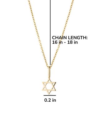 Solid Yellow Gold Star of David Necklace