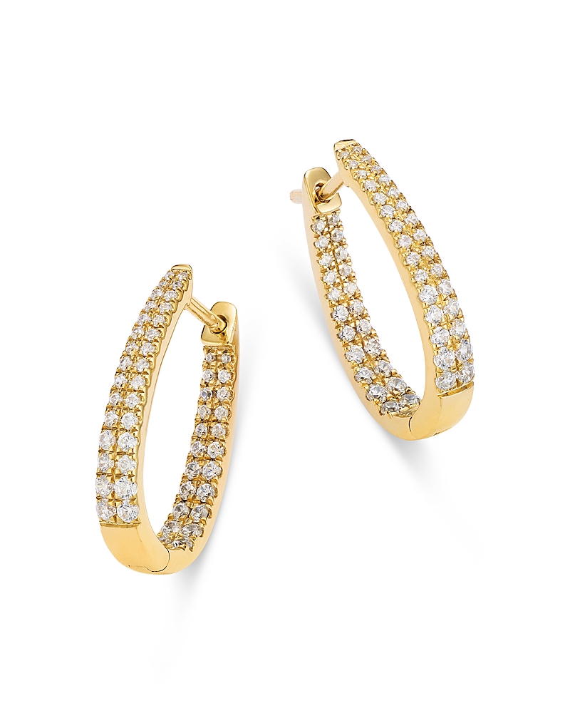 Bloomingdale's Fine Collection Diamond Double Row Oval Hoop Earrings in 14K Yellow Gold, 1.0 tcw