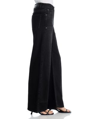 Getty High Rise Wide Leg Workwear Jeans in Onyx