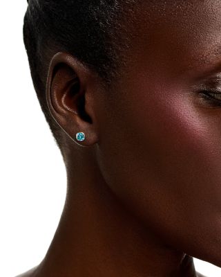 Semi Precious Gemstone Bezel Set Stud Earrings in 14K Yellow Gold